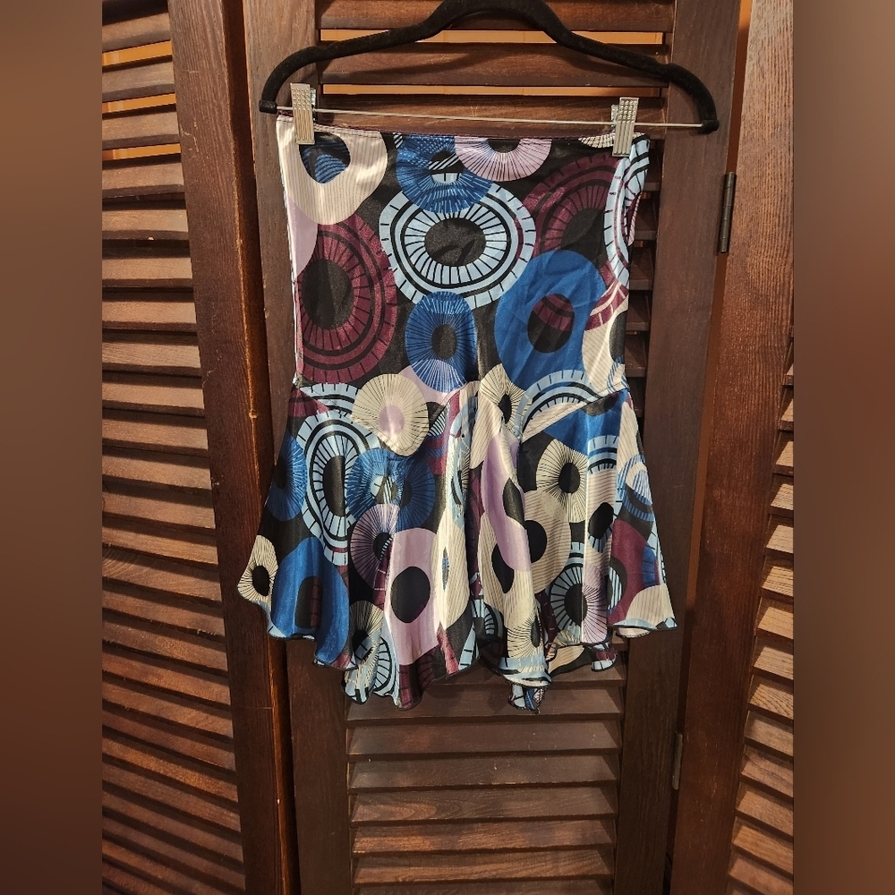 Byer California Asymmetrical Skirt with Blue and Purple Circles